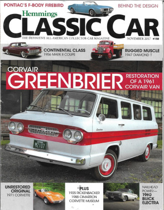 HEMMINGS CLASSIC CAR 2017 NOV - '61 CORVAIR GREENBRIER, PONTIAC F-BODY FIREBIRD